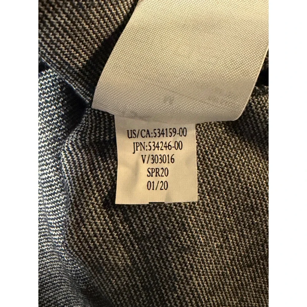 Banana Republic Windowpane Plaid‎ Puff Sleeve Knit Top Navy Womens M